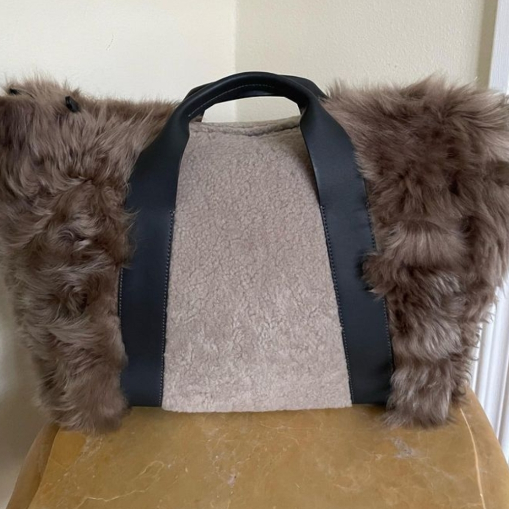 NWT Brunello Cucinelli lamb and shearling bag